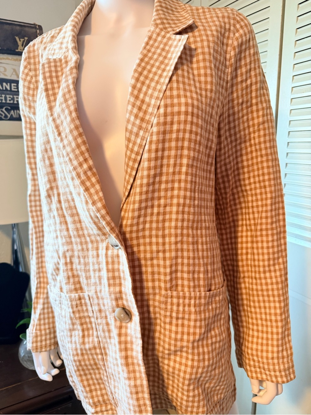 Madewell Gingham Dorset Women's plaid white/cream Blazer Size by measur… - Picture 9 of 9